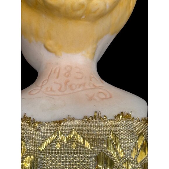 Vintage 1983 LaVerne Bisque Cloth Body Doll With Yellow Hair & Embroidered Dress - Picture 5 of 8